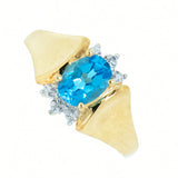 10K Gold Ladies 0.59 Ct Topaz with 2 Accents Diamonds Cocktail Ring