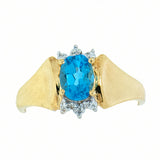 10K Gold Ladies 0.59 Ct Topaz with 2 Accents Diamonds Cocktail Ring