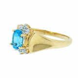 10K Gold Ladies 0.59 Ct Topaz with 2 Accents Diamonds Cocktail Ring