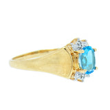 10K Gold Ladies 0.59 Ct Topaz with 2 Accents Diamonds Cocktail Ring