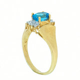 10K Gold Ladies 0.59 Ct Topaz with 2 Accents Diamonds Cocktail Ring