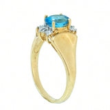 10K Gold Ladies 0.59 Ct Topaz with 2 Accents Diamonds Cocktail Ring