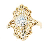 14K Yellow Gold Vintage Ladies 0.28 ct Diamond Filigree Ring