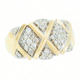 14K Yellow Gold Ladies Diamond Cluster Cocktail Ring