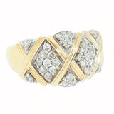14K Yellow Gold Ladies Diamond Cluster Cocktail Ring