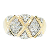 14K Yellow Gold Ladies Diamond Cluster Cocktail Ring
