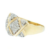 14K Yellow Gold Ladies Diamond Cluster Cocktail Ring