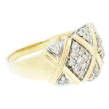 14K Yellow Gold Ladies Diamond Cluster Cocktail Ring