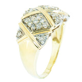 14K Yellow Gold Ladies Diamond Cluster Cocktail Ring