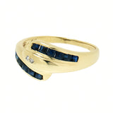 14K Yellow Gold Vintage Diamond and Sapphire Snake Ring