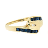 14K Yellow Gold Vintage Diamond and Sapphire Snake Ring