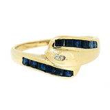 14K Yellow Gold Vintage Diamond and Sapphire Snake Ring