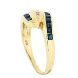 14K Yellow Gold Vintage Diamond and Sapphire Snake Ring