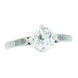 18K White Gold Vintage 1.34 Carat Mine Cut Diamond Engagement Ring