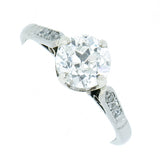 18K White Gold Vintage 1.34 Carat Mine Cut Diamond Engagement Ring
