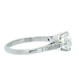 18K White Gold Vintage 1.34 Carat Mine Cut Diamond Engagement Ring