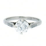 18K White Gold Vintage 1.34 Carat Mine Cut Diamond Engagement Ring