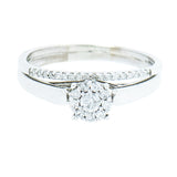 14K White Gold Halo Diamond Wedding Set