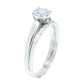 14K White Gold Halo Diamond Wedding Set