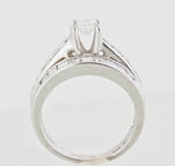 14K White Gold 1.63 CTW with 20 Princess Cut Natural Diamond Wedding Bridal Set