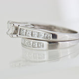 14K White Gold 1.63 CTW with 20 Princess Cut Natural Diamond Wedding Bridal Set