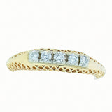 14K Yellow Gold Ladies 5 Diamond Filigree Ring