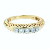 14K Yellow Gold Ladies 5 Diamond Filigree Ring