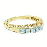 14K Yellow Gold Ladies 5 Diamond Filigree Ring