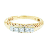 14K Yellow Gold Ladies 5 Diamond Filigree Ring