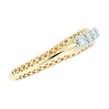 14K Yellow Gold Ladies 5 Diamond Filigree Ring