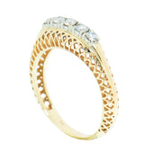14K Yellow Gold Ladies 5 Diamond Filigree Ring