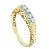 14K Yellow Gold Ladies 5 Diamond Filigree Ring