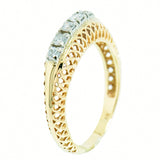 14K Yellow Gold Ladies 5 Diamond Filigree Ring