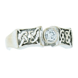 14K White Gold 0.22 ct Round Full Cut Diamond Celtic Knot Ring