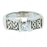 14K White Gold 0.22 ct Round Full Cut Diamond Celtic Knot Ring