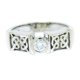 14K White Gold 0.22 ct Round Full Cut Diamond Celtic Knot Ring