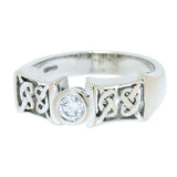 14K White Gold 0.22 ct Round Full Cut Diamond Celtic Knot Ring