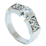 14K White Gold 0.22 ct Round Full Cut Diamond Celtic Knot Ring