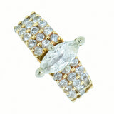 14K Yellow Gold Ladies Diamond Engagement Cluster Ring