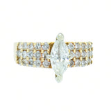 14K Yellow Gold Ladies Diamond Engagement Cluster Ring