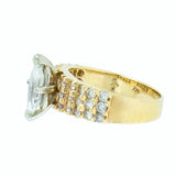 14K Yellow Gold Ladies Diamond Engagement Cluster Ring