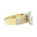 14K Yellow Gold Ladies Diamond Engagement Cluster Ring