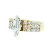 14K Yellow Gold Ladies Diamond Engagement Cluster Ring