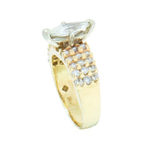 14K Yellow Gold Ladies Diamond Engagement Cluster Ring
