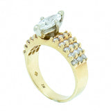 14K Yellow Gold Ladies Diamond Engagement Cluster Ring