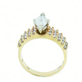 14K Yellow Gold Ladies Diamond Engagement Cluster Ring
