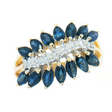 14K Gold Marquise Sapphire with Diamond Ring