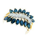 14K Gold Marquise Sapphire with Diamond Ring