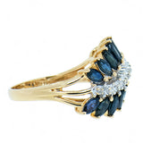 14K Gold Marquise Sapphire with Diamond Ring
