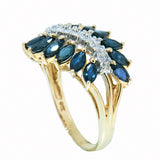 14K Gold Marquise Sapphire with Diamond Ring